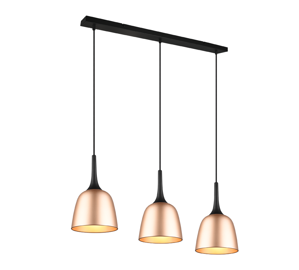 310800308 CHIRON Hanglamp 3xE27 Zwart Champagne