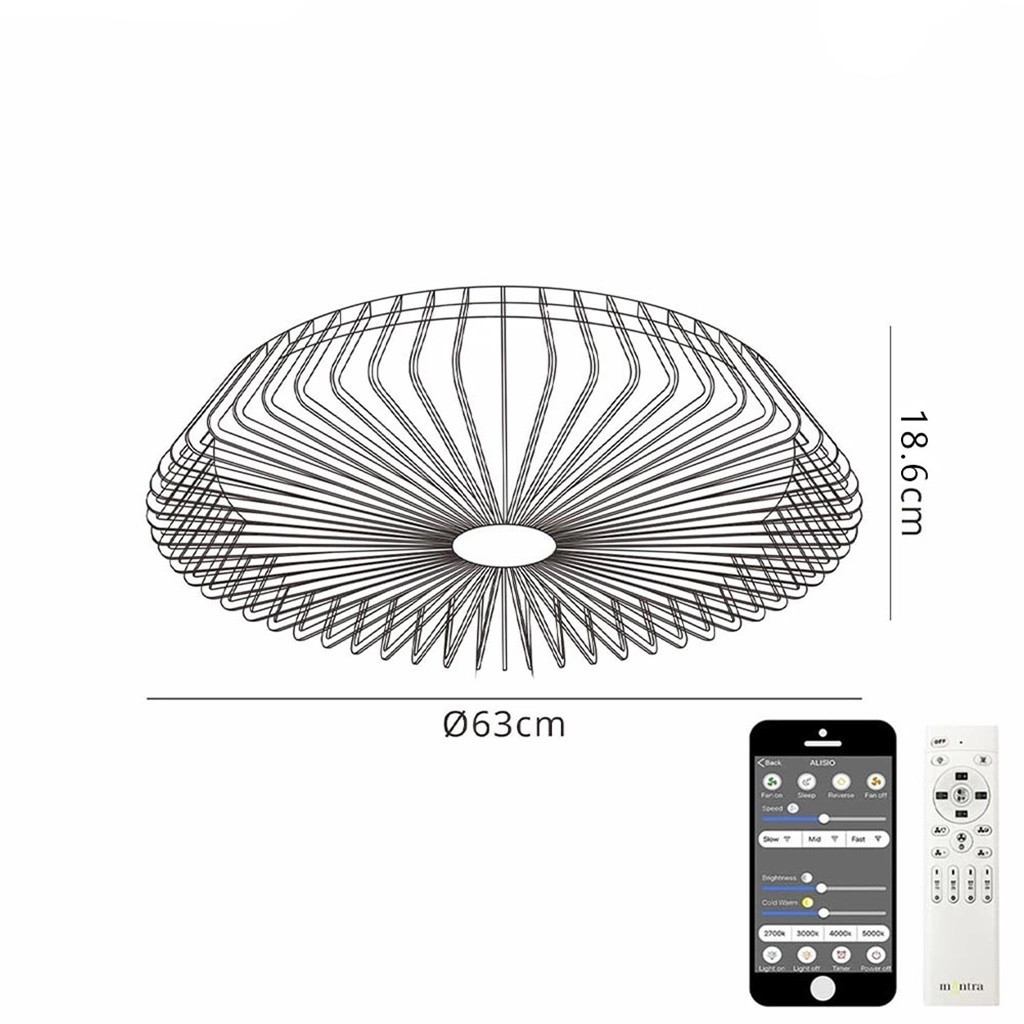 Plafondventilator 70w 4900lm CCT RemCon zwart