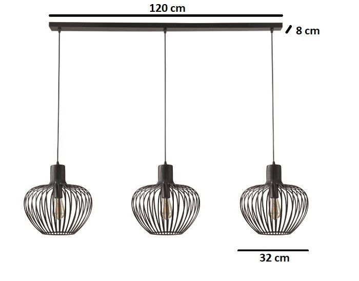Hanglamp 3xE27 zwart