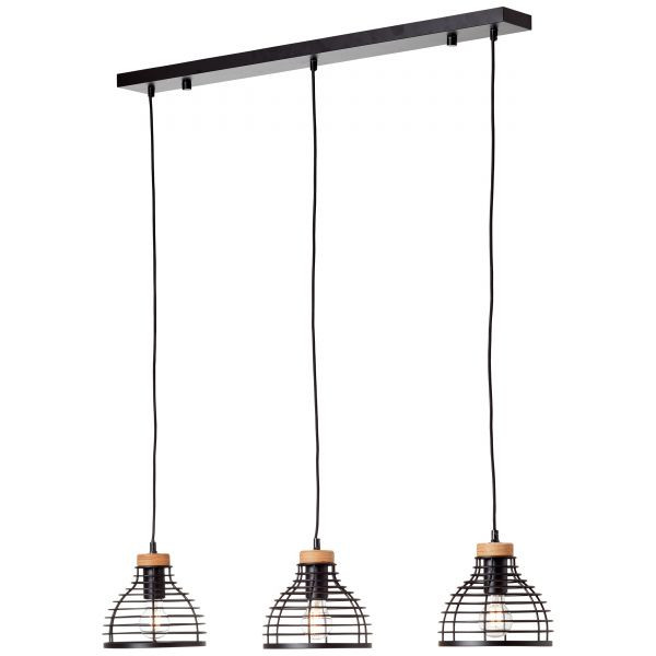 99561/76 AVIA Hanglamp 3xE27 Zwart Hout 