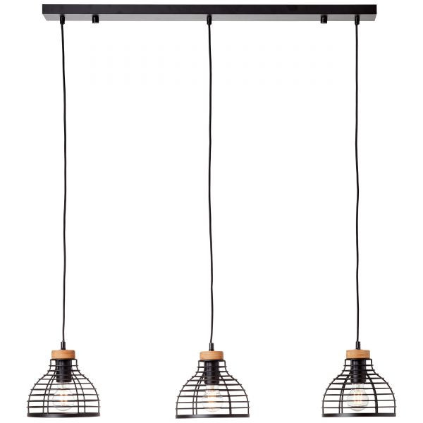 99561/76 AVIA Hanglamp 3xE27 Zwart Hout 