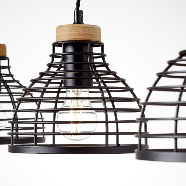 99561/76 AVIA Hanglamp 3xE27 Zwart Hout 