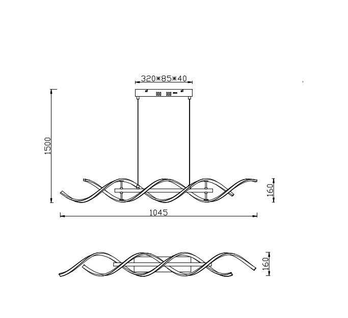341810208 SEQUENCE Hanglamp 45w 5600lm WHITES DIM zwart messingmat