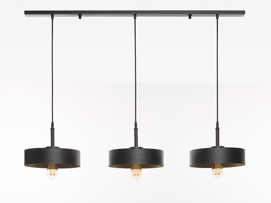 Hanglamp 3xE27 zwart + mat goud