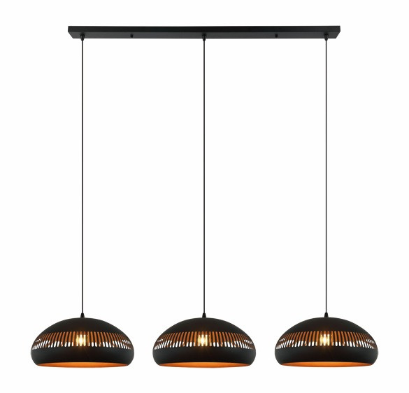 Hanglamp 3xE27 zwart goud
