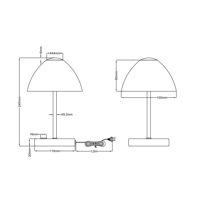 R52021107 QUEEN Touchlamp 2,5w 200lm 3000k Nikkelmat/Opaal