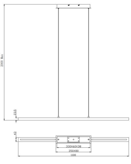 Hanglamp 40w 4800lm Warm PushDim Zwart