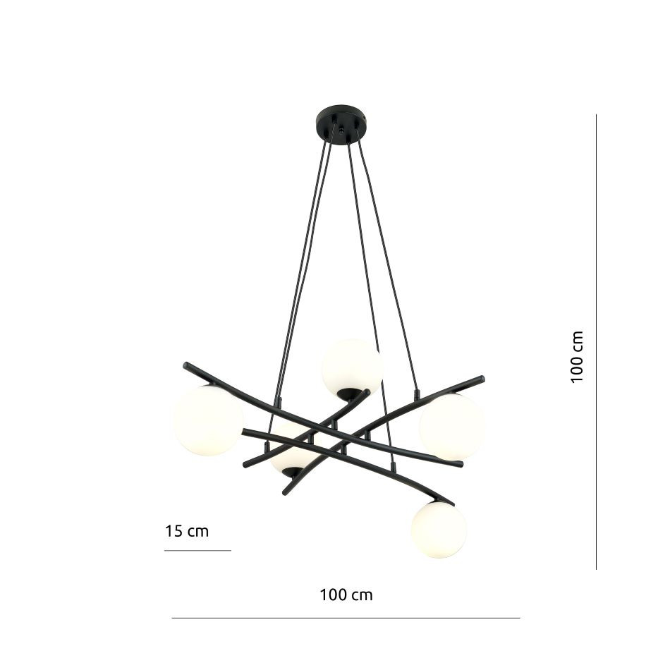 Hanglamp 5xE14 zwart