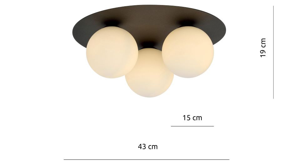 Plafondlicht 3xE14 zwart/opaal