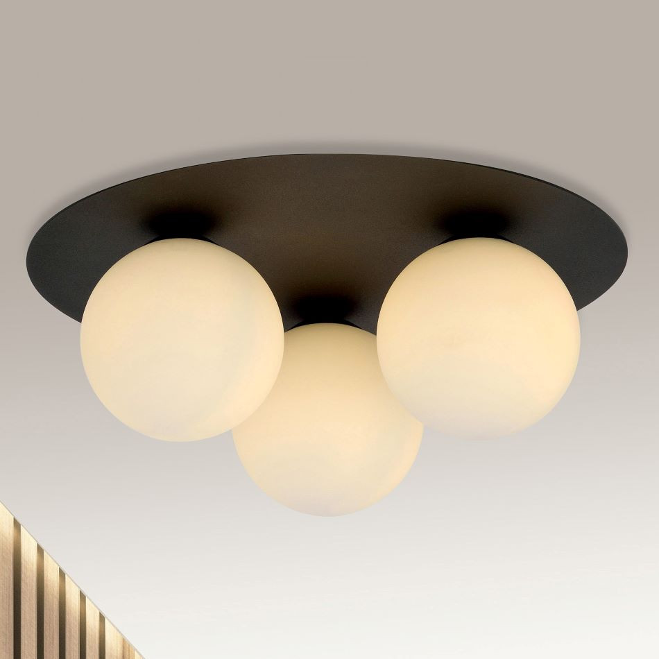 Plafondlicht 3xE14 zwart/opaal