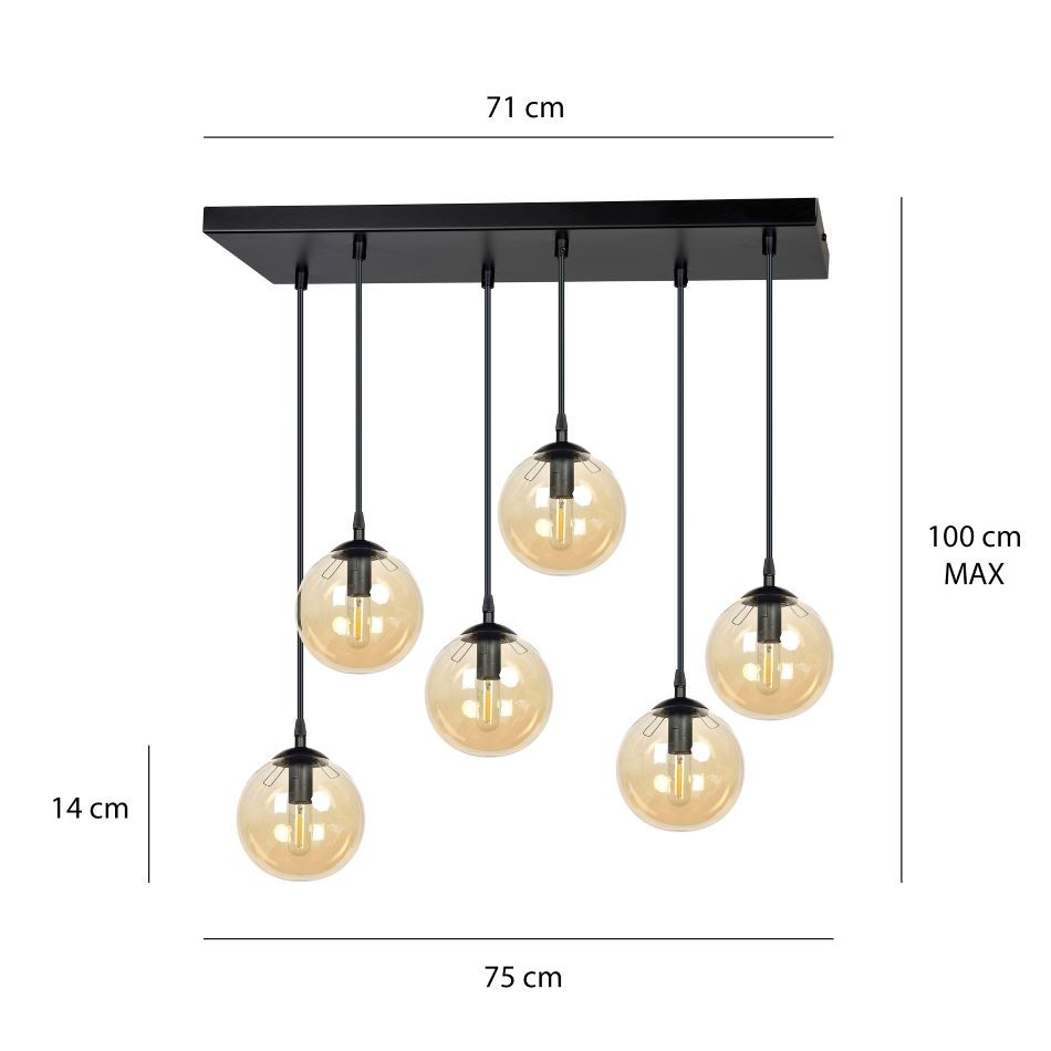 Hanglamp 6xE14 zwart