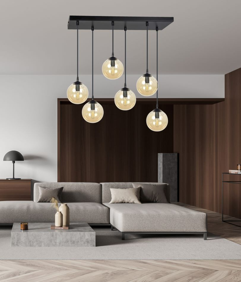 Hanglamp 6xE14 zwart