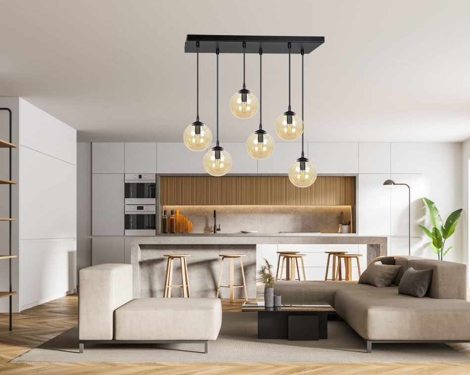 Hanglamp 6xE14 zwart