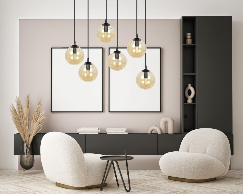 Hanglamp 6xE14 zwart