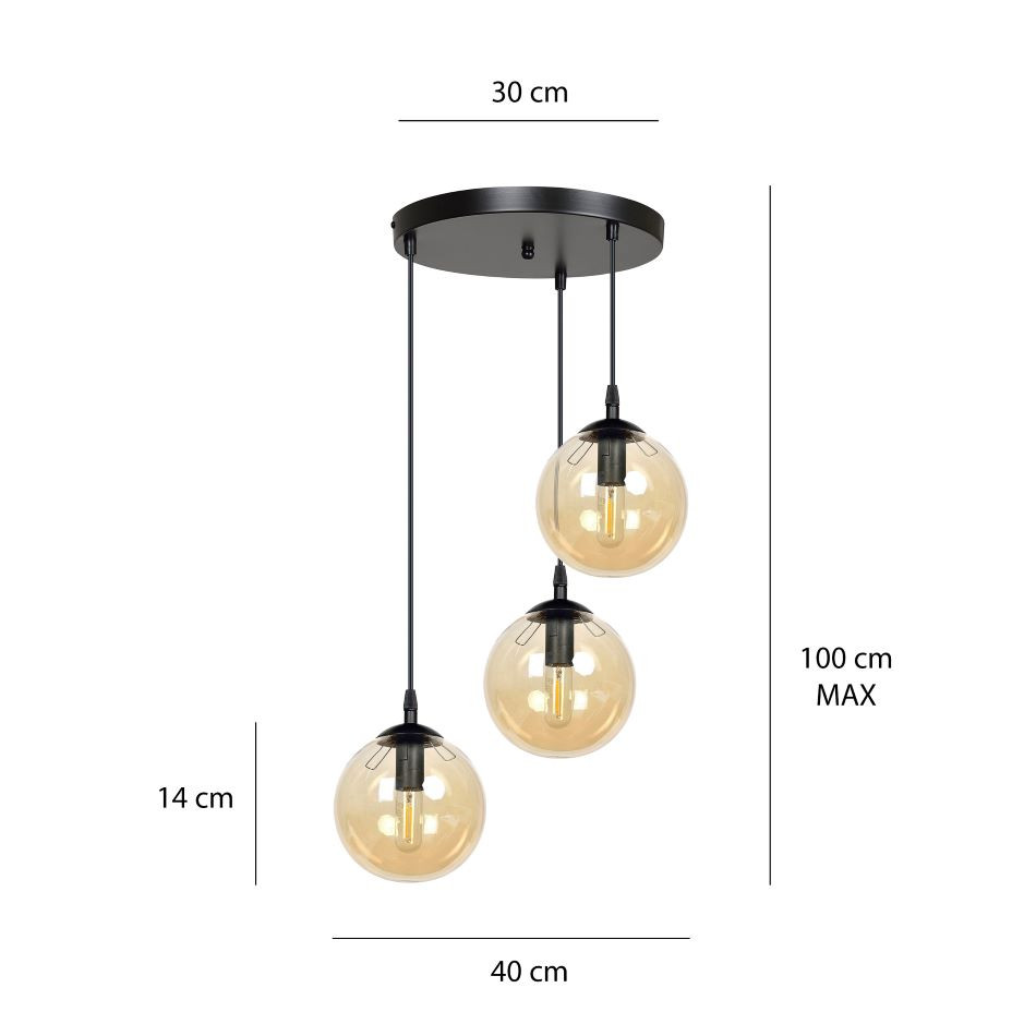 Hanglamp R3xE14 zwart