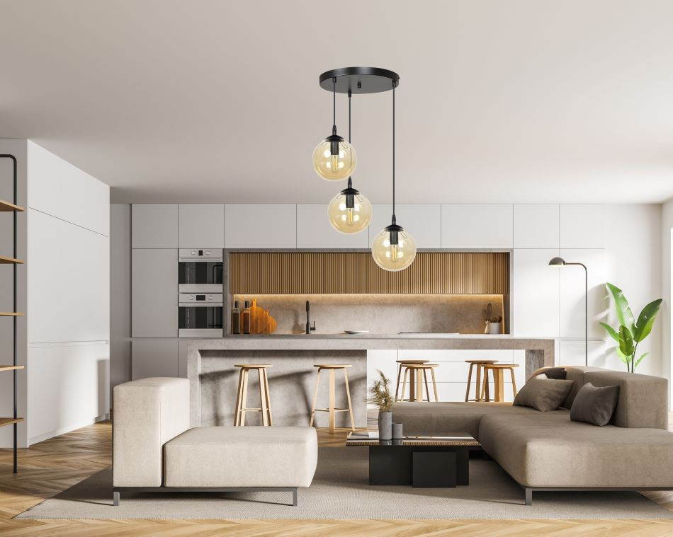 Hanglamp R3xE14 zwart