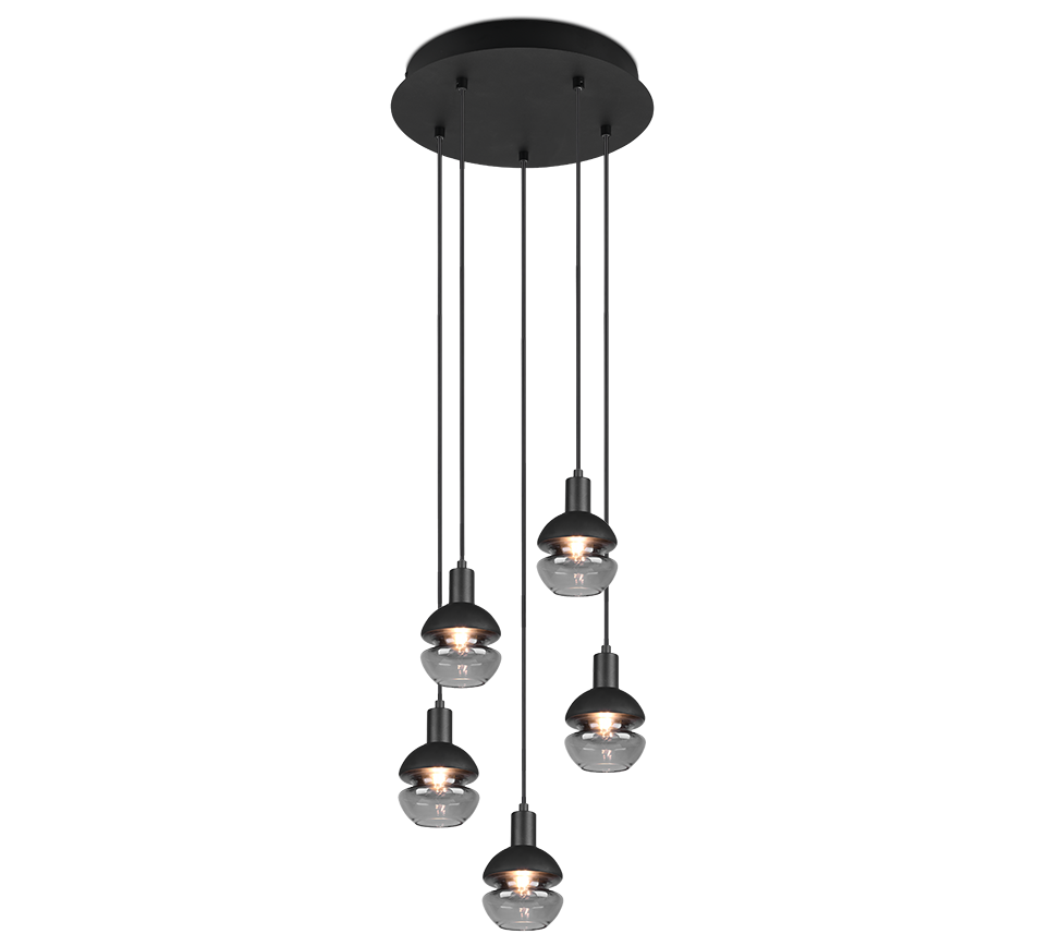 313100532 MELA Hanglamp 5xE14 zwart
