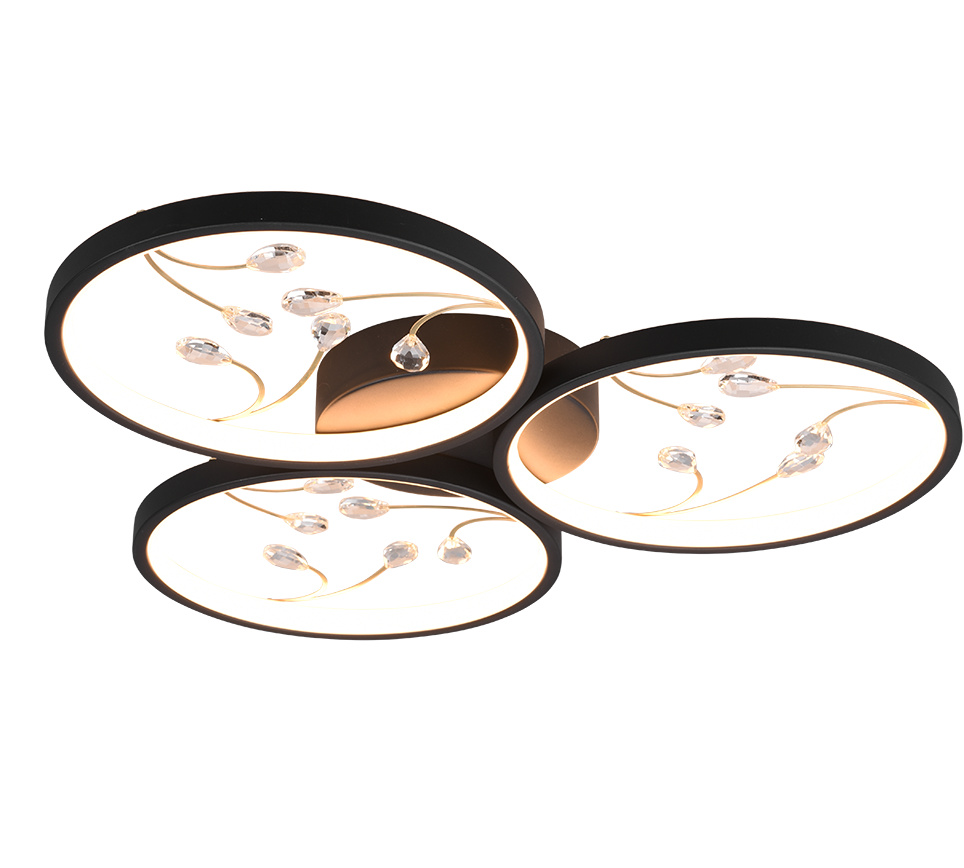 642110332 GROOVY Plafondlamp 30w 3600lm 3000k 3StapDim Zwart Goud