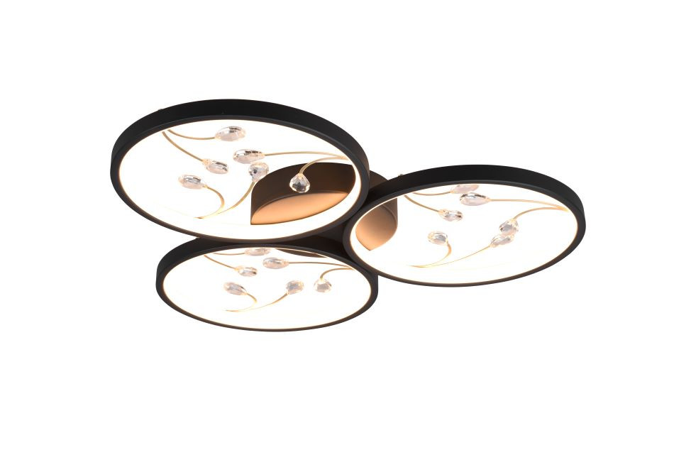 642110332 GROOVY Plafondlamp 30w 3600lm 3000k 3StapDim Zwart Goud