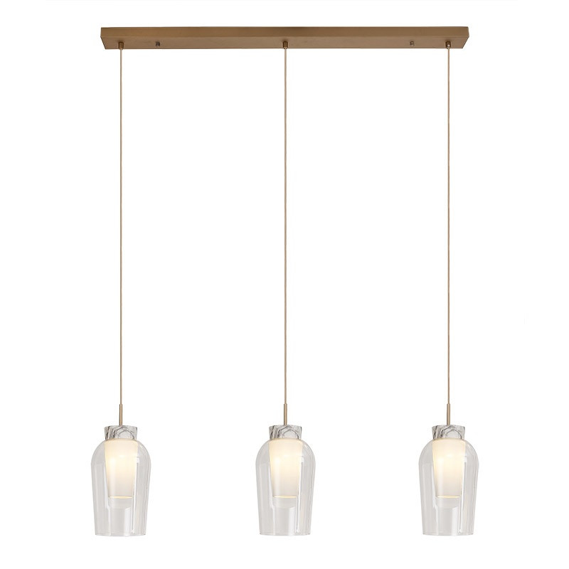 8397 NORA Hanglamp 3xE27 Goud Wit marmol
