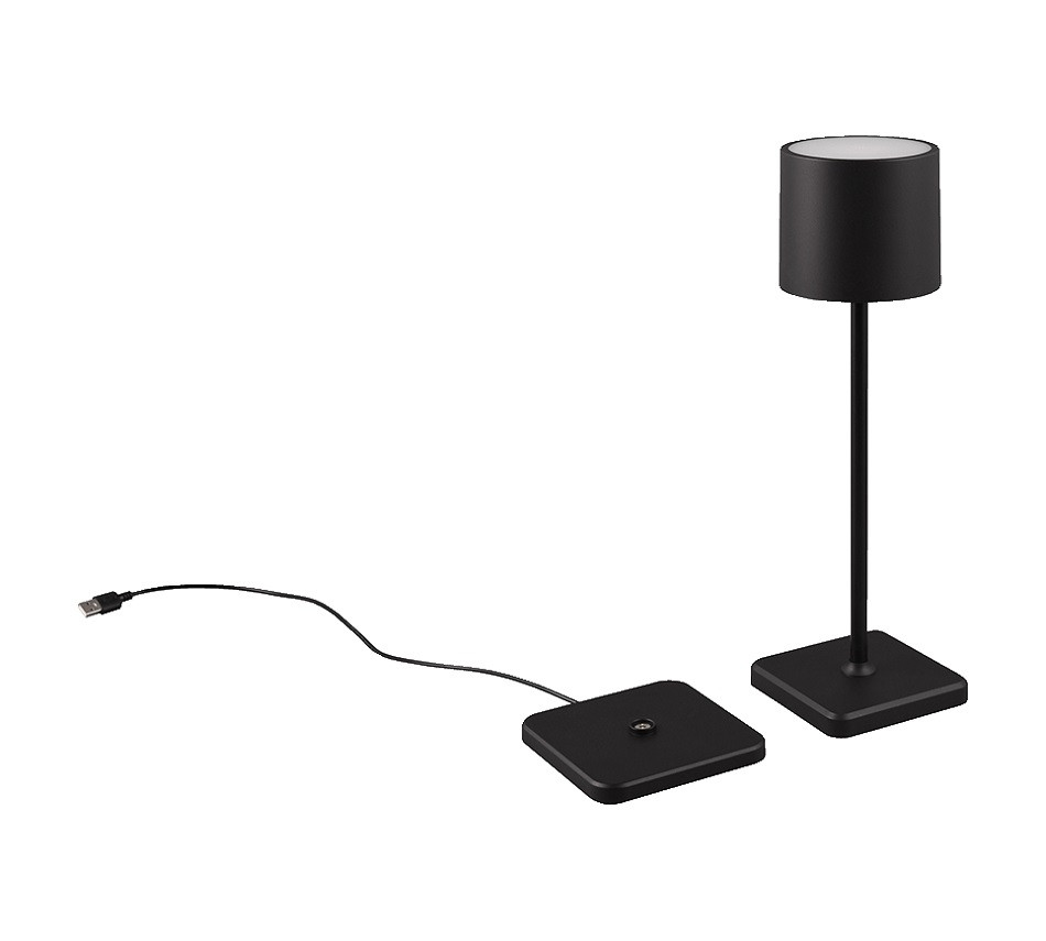 R54096132 FERNANDEZ Oplaadbare Accu Tafellamp 1,5w 130lm WHITES DIM Zwart+Laadstation