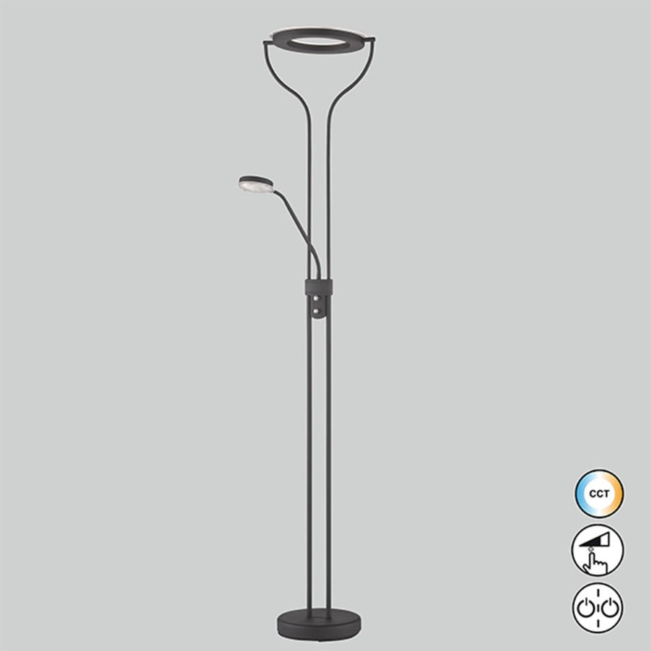 Vloerlamp 30+6,5w 2700>3350>4000k DIM zwart
