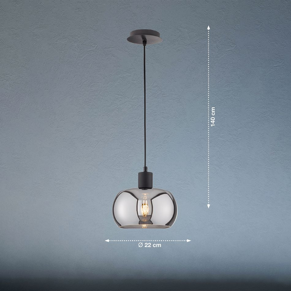 Hanglamp E27 Zwart Smoke