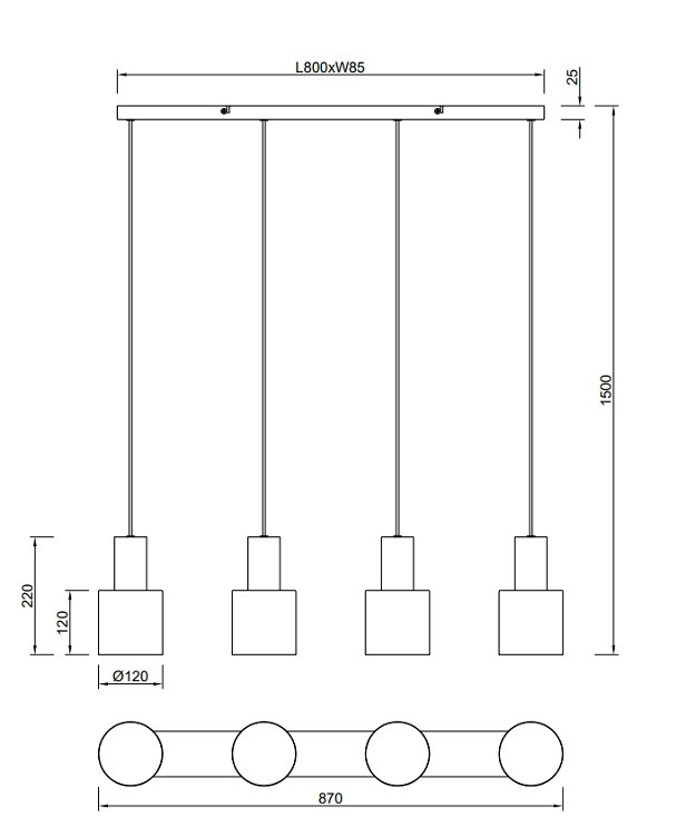 319400417 AGUDO Hanglamp 4xE14 multi coffee