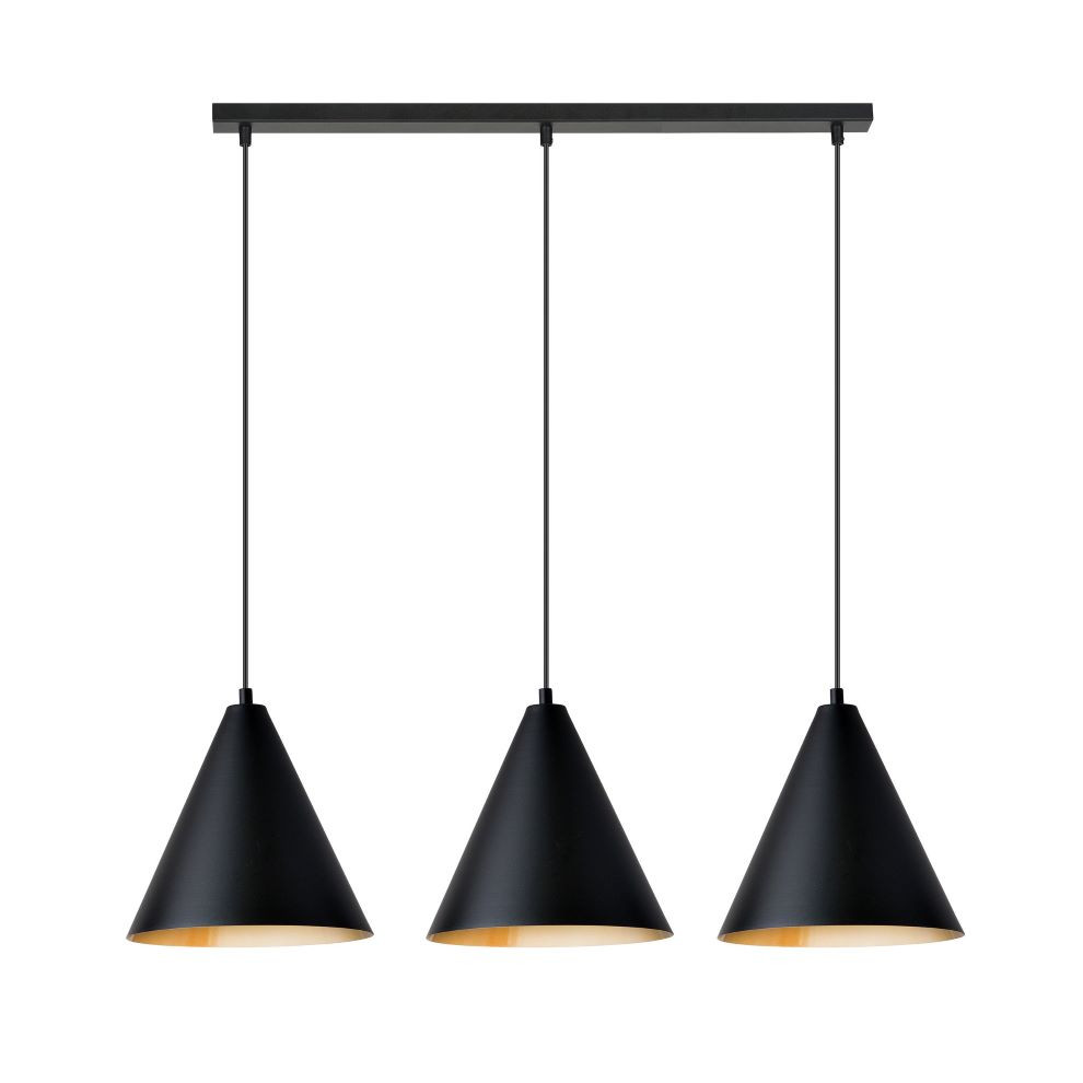 Hanglamp 3xE27 zwart/goud