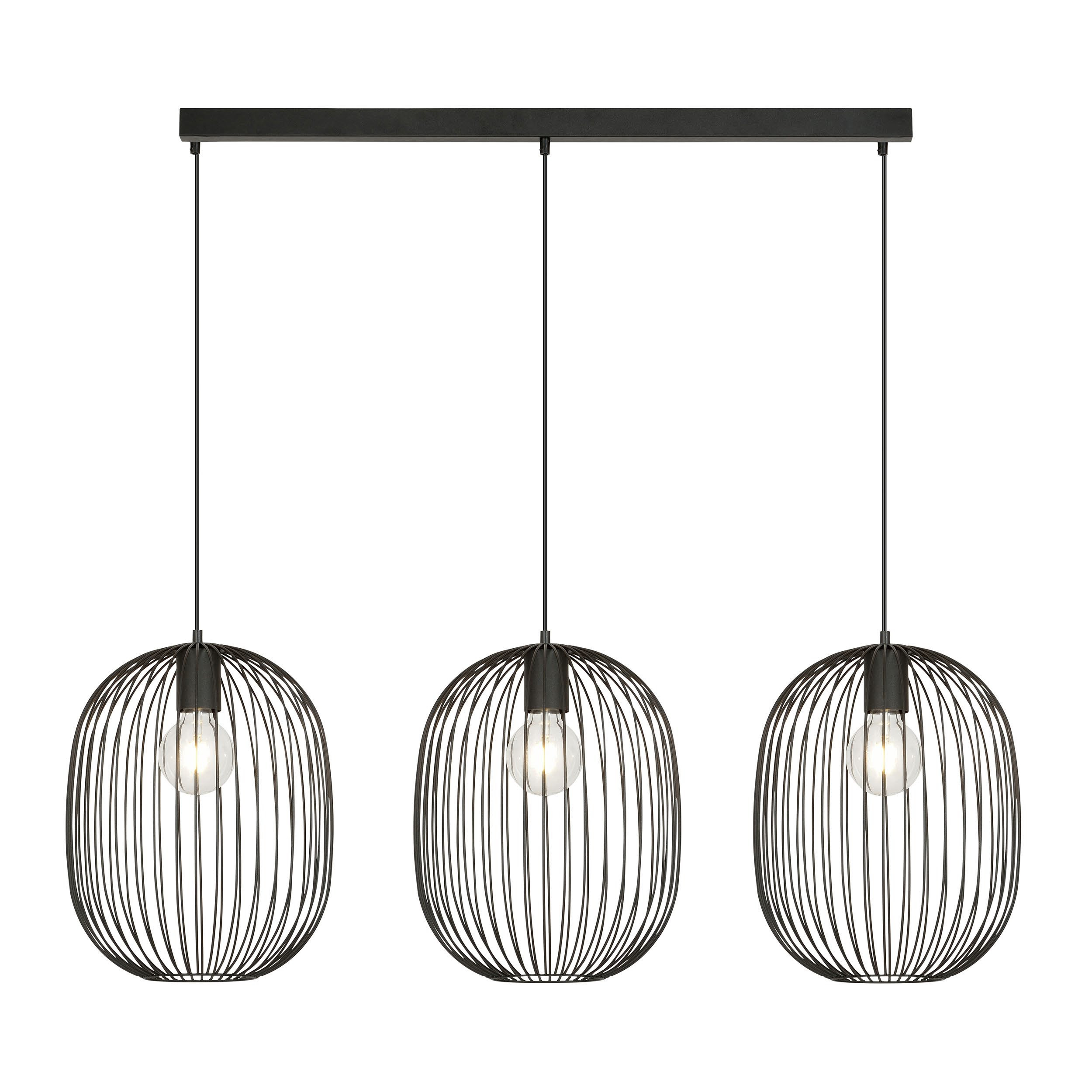 Hanglamp 3xE27 zwart