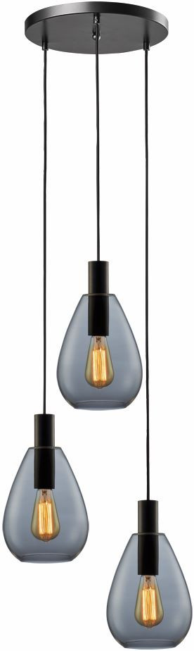 Hanglamp R3xE27 zwart smoke