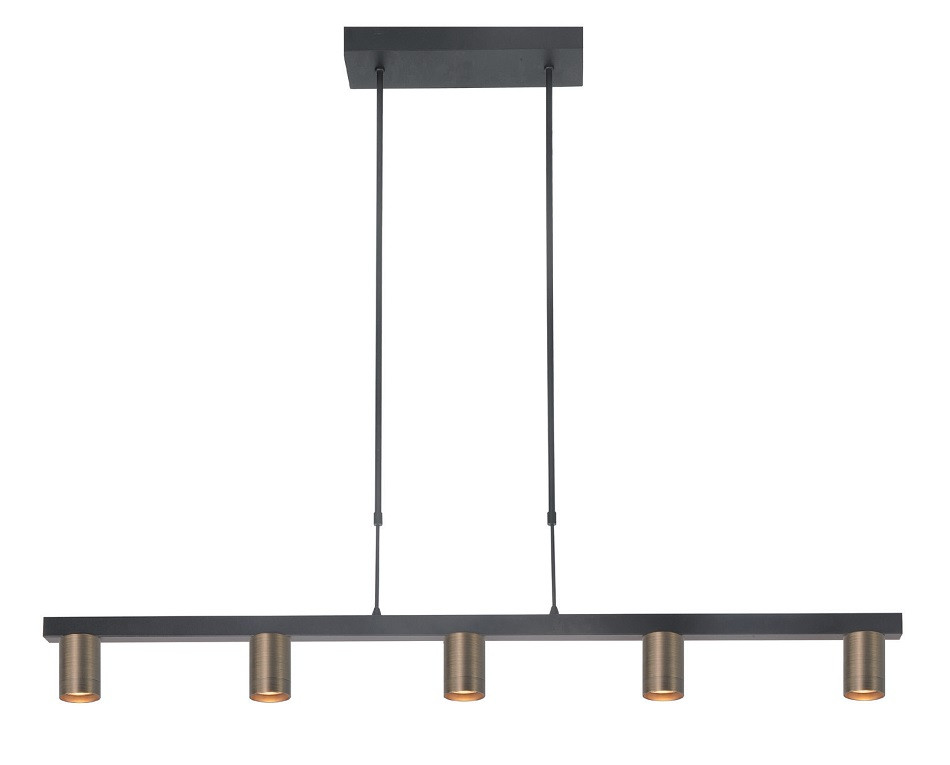 Hanglamp 5xGU10 Zwart Brons