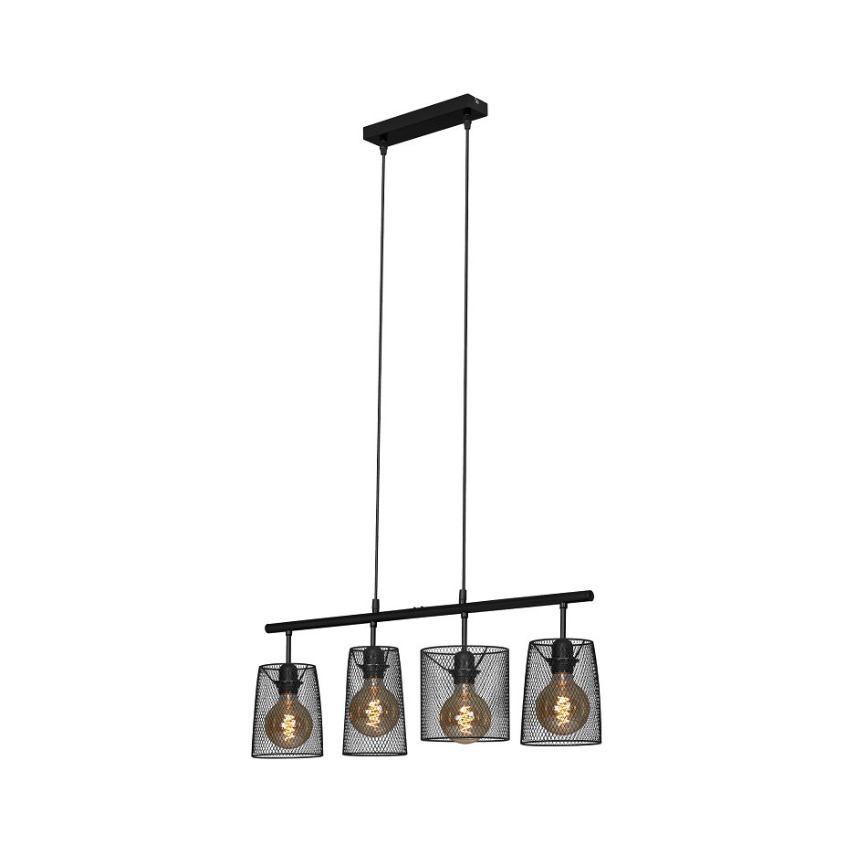 Luster 4xE27 Zwart mesh