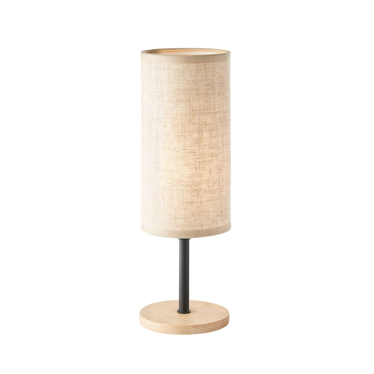 Tafellamp E14 Zwart Hout Linnen