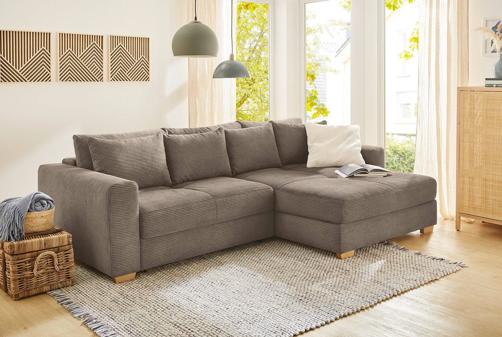 Salon Kampen Taupe ribvelours