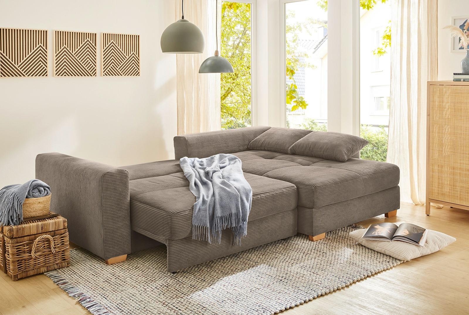 Salon Kampen Taupe ribvelours