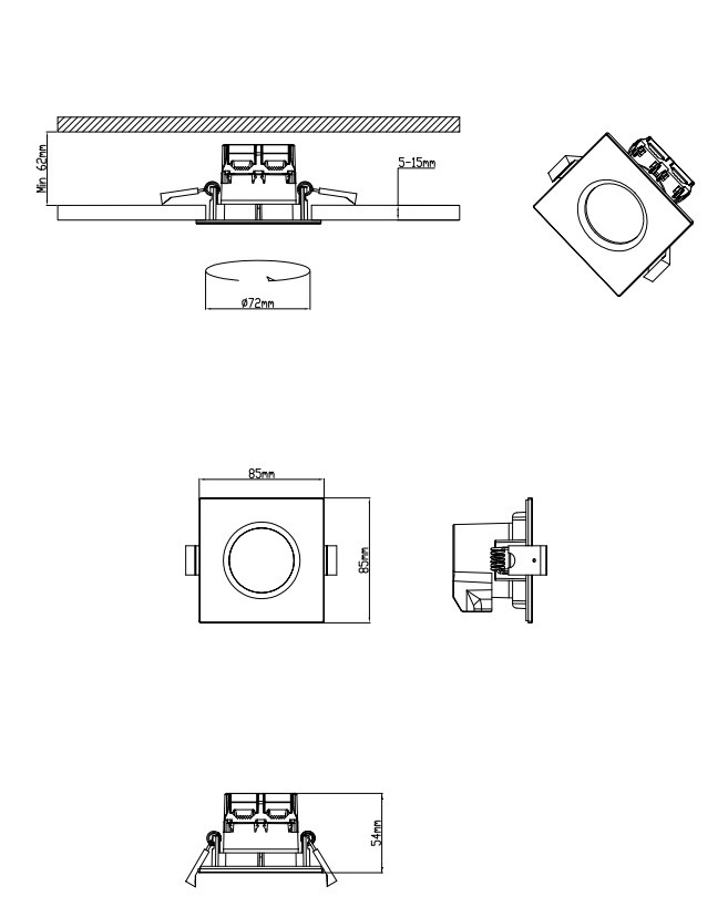 650610132 ZAGROS VK IP65 Inbouw 5,5w 345lm 3000k zwart