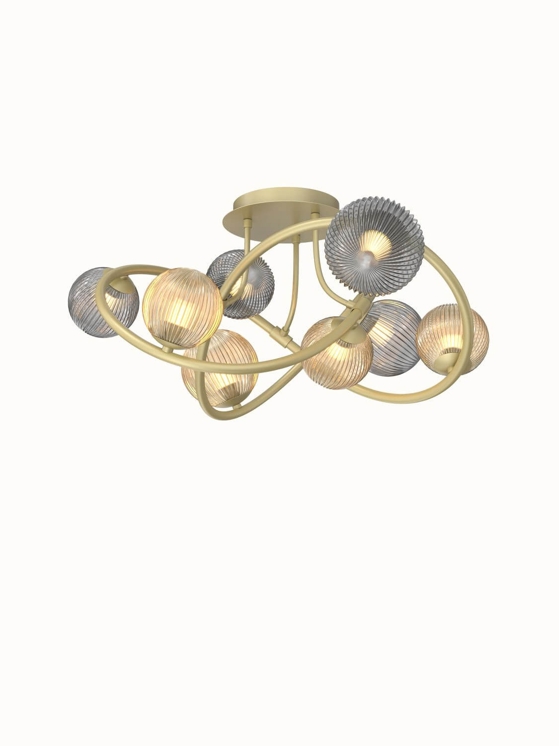 00237/28/02 TROPEZ Plafondlicht 8xG9 Mat goud+Smoke+Amber