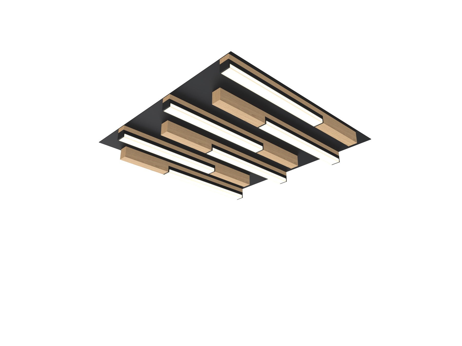 Plafonnier 26w 3000lm 3000k 3Stap Zwart+Hout
