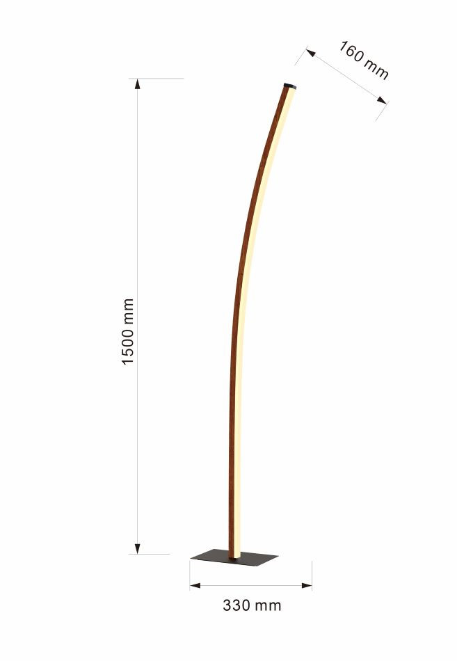 Vloerlamp 21w 2350lm 3000k 3Stap Zwart+Hout