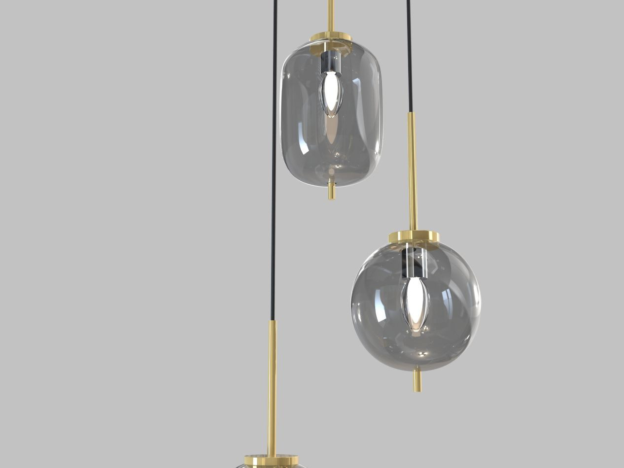 Hanglamp 3xE14 Zwart+Goud