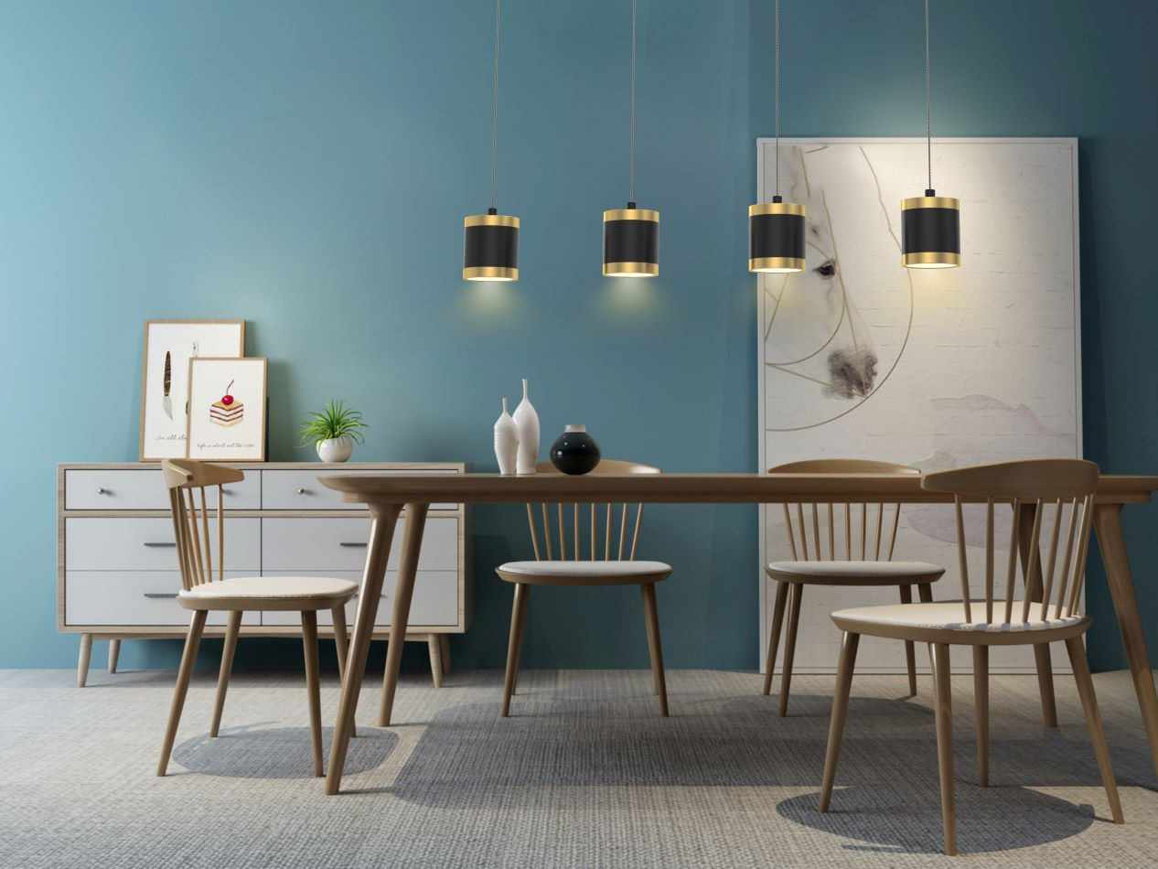 Hanglamp 34w 3900lm 3000k 3Stap Zwart+Goud