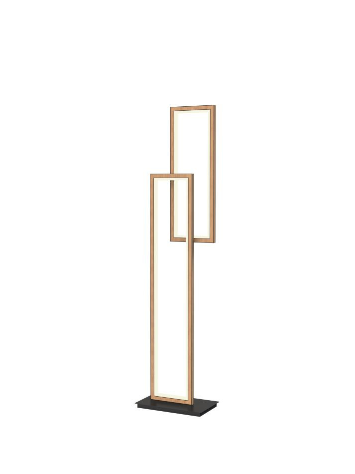 Vloerlamp 24w 2400lm 3000k 3Stap Zwart+Hout