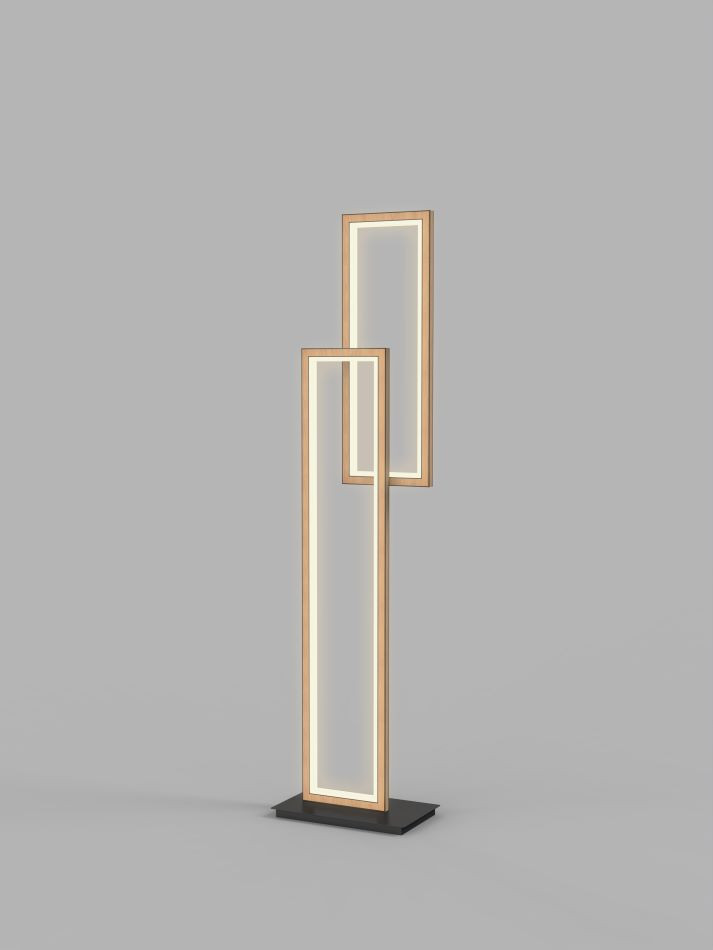 Vloerlamp 24w 2400lm 3000k 3Stap Zwart+Hout