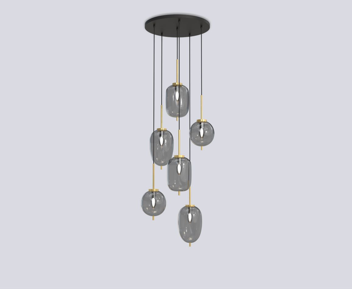 Hanglamp 5xE14 Zwart+Goud