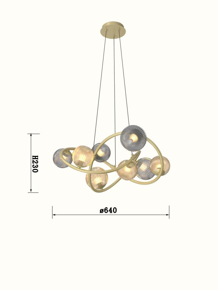 00237/08/02 TROPEZ Luster 8xG9 Mat goud+Smoke+Amber
