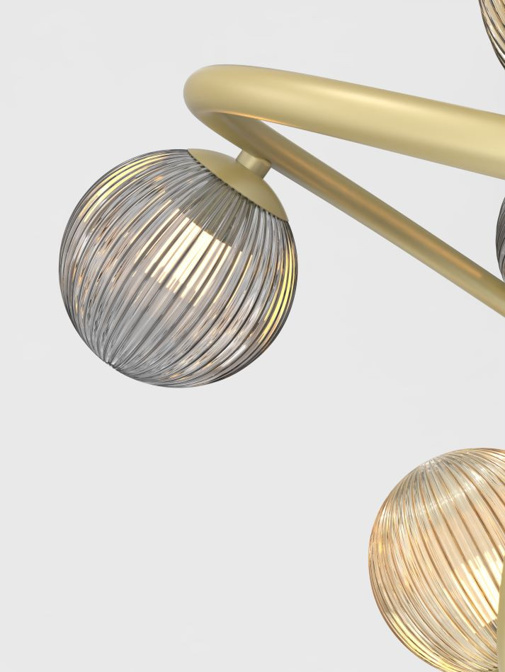 00237/28/02 TROPEZ Plafondlicht 8xG9 Mat goud+Smoke+Amber