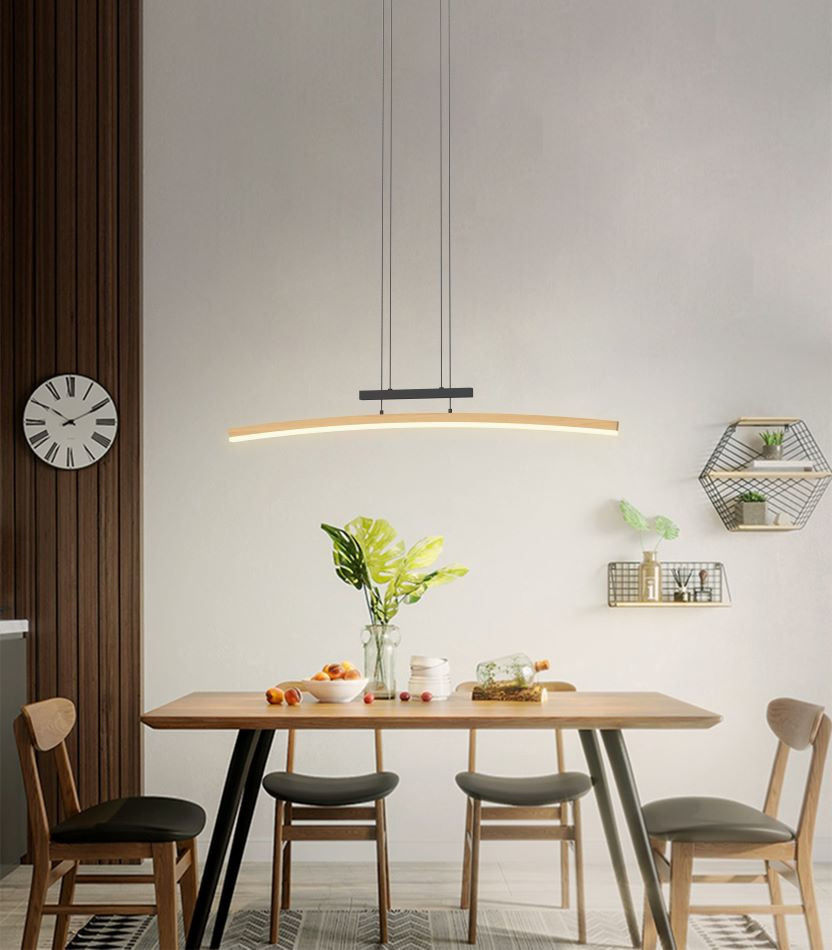 Luster 27w 3050lm 3000k 3Stap Zwart+Hout