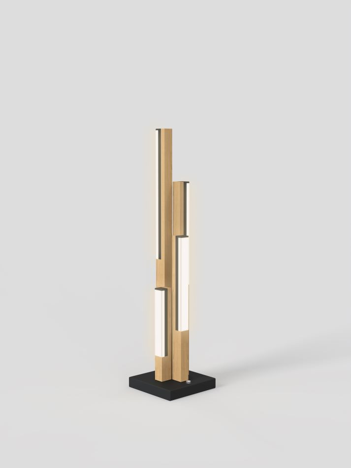 Tafellamp 10,5w 1100lm 3000k 3Stap Zwart+Hout