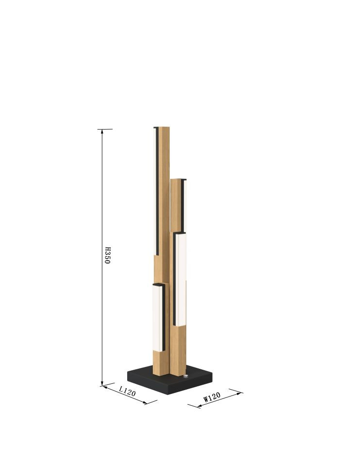 Tafellamp 10,5w 1100lm 3000k 3Stap Zwart+Hout